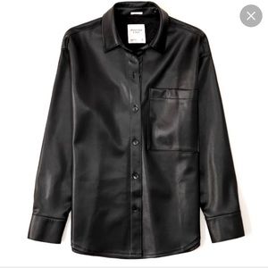 Abercrombie oversized faux leather shirt shacket small